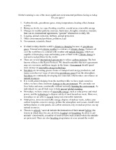 Essay on Global warming and environmental problems 1