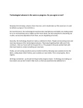 Essay on Technological Advance and Progress 1