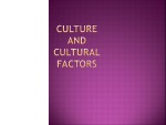 Culture and cultural factors 1