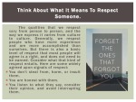 How To Respect Yourself 2