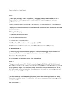 Hampton Machining Case Analysis 1