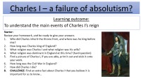 Charles I – a failure of absolutism? 1