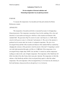 The investigation of thermal radiation and Measuring temperature by an optical pyrometer (2) 1