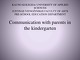 Communication with parents in the kindergarten