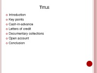 Payment Methods: Documentary collections 2