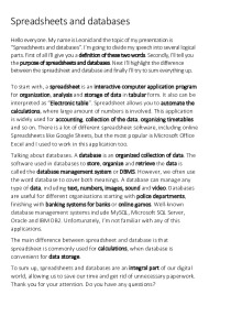 Spreadsheets and databases description 1