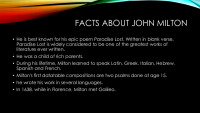 Slides about poet: John Milton 2