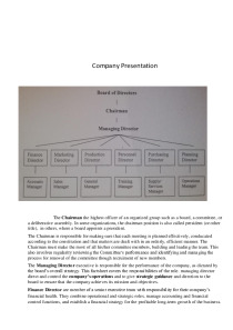 Board of directors: Duties and Responsibilities 1