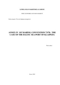 Annex iv of marpol convention 73/78: the case of the baltic sea port of Klaipėda 1