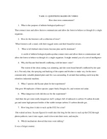 Task 12: questions based on video: How does trees communicate? 1