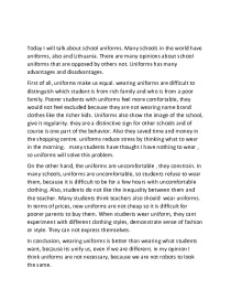 Essay about School uniforms 1