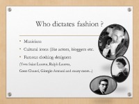 The role of fashion, image and style in human culture presentation 3