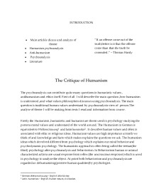 The Critique of Humanism essay 2