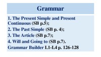 Introduction unit: Grammar 2