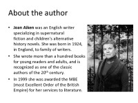 Slides about book: Joan Aiken „The wolves of Willoughby chase“ 2