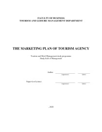 The marketing plan of tourism agency 1