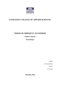 Terms of shipment incoterms 1