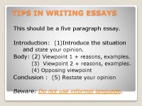 Slides about Essay writing 2