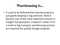 Slides about Warehousing 2