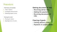 Import/export procedures and documentation 8