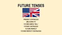 English Future tenses: Present continuous, going to, future simple „Will“, future continuous, future perfect, future perfect continuous 1