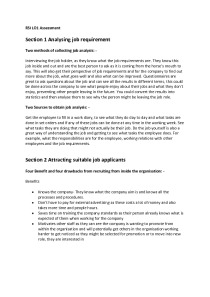 RSI LO1 Assessment job analysis Clares Chocolate 1