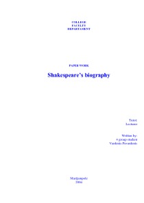 Shakespeares biography 1