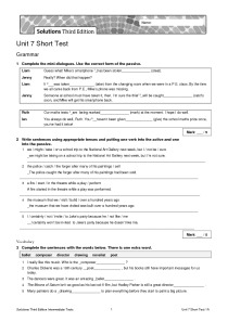 English Solutions Third Edition Intermediate short test unit 7 1