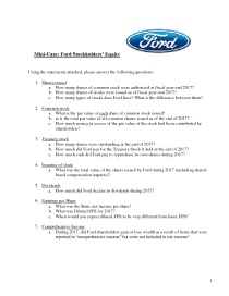 Case study: Mini-Case: Ford Stockholders’ Equity 1