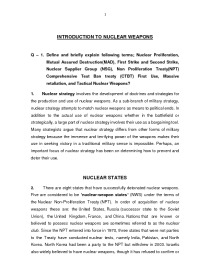 Nuclear weapons and concept of deterence 1