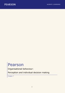 Organisational behaviour Perception and individual decision making 1