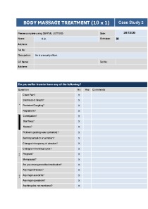 Body massage treatment Case study 1