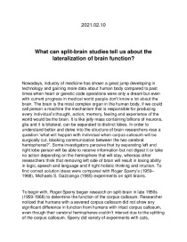 What can split - brain studies tell us about the lateralization of brain function 1