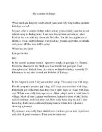 My summer holidays essay 1