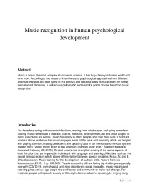 Music recognition in human psychological development 1