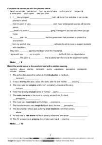 Vocabulary and Grammar Test Unit 5 Test 2