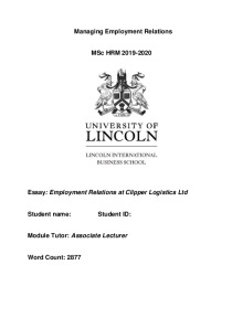 Employment Relations at Clipper Logistics Ltd. 1