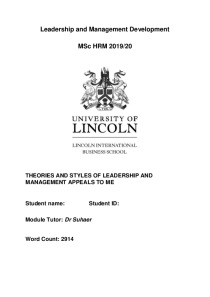 Theories and styles of leadership and management appeals to me 1