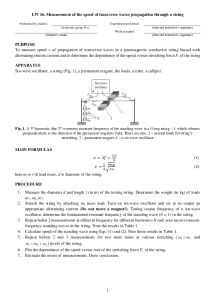 Measurement of the speed of transverse waves propagation through a string 1