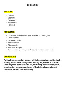 English task on Emigration topic 1