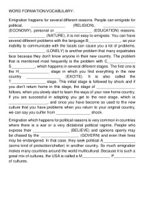 English task on Emigration topic 2