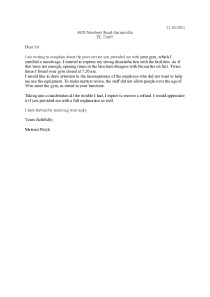 Poor service complain letter example 1