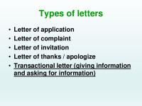 Semi formal letter: Types of letters 1