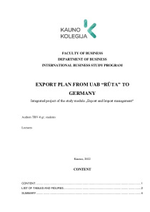 Export plan to Germany 1