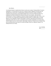 Letter of complaint for poor service 1