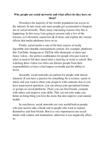 Essay about social networks and what affect of them 1