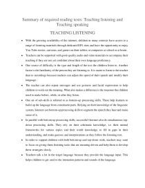 Summary of required reading texts: Teaching listening and Teaching speaking 1